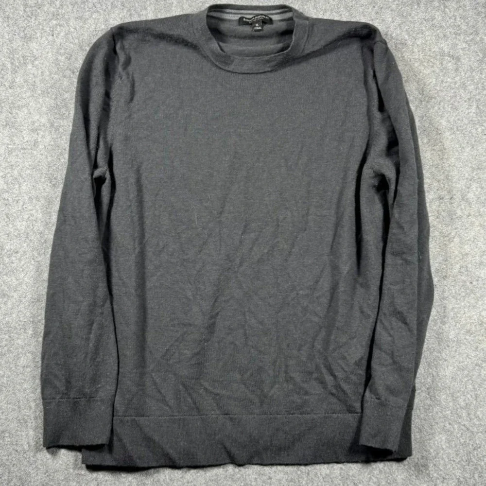Banana Republic Mens XL Merino‎ Wool Crewneck Sweater Charcoal Gray Fine Knit